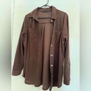 Brown Corduroy Button-Up Shirt